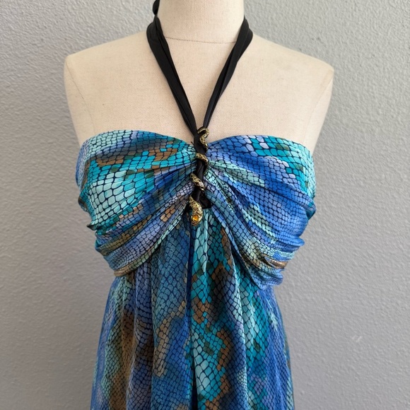 Single by Galina Sobolev Halter Snake Print Silk Maxi Dress Size Large NWT - Picture 1 of 7